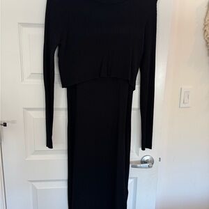 Seraphine Maternity Long Sleeve Ribbed Maxi Dress